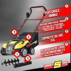 Scarificateur Emousseur Electrique 1800W - 40cm -Flore Riche Soldes Magasin 11667554 2