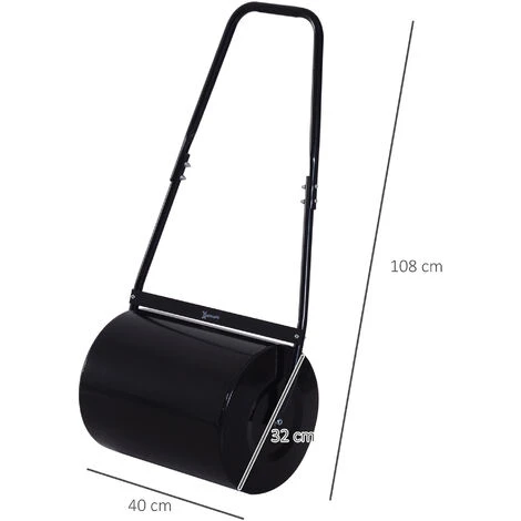 OUTSUNNY Rouleau à Gazon Jardin En Acier Avec Poignée Dim. 50L X 32l X 108H Cm Lestage Max. 30 L Noir 5 OUTSUNNY Rouleau à Gazon Jardin En Acier Avec Poignée Dim. 50L X 32l X 108H Cm Lestage Max. 30 L Noir – Image 3
