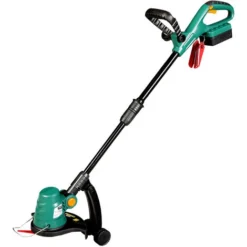 Débroussailleuse Sans Fil à Batterie 18V/chargeur Roues 24cm Lames 180° Tournable - 1,3Ah - Vitesse 8.000trs/min - Tête Moteur Tournable - Débroussailleuse électrique, Coupe Bordure, Herse Rotative De