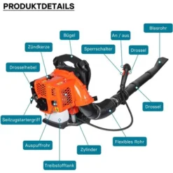 Souffleur De Feuilles Dorsal 1,7 CV Moteur 2 Temps Éléments De Commande Sur Poignée Avec Buses 9 Souffleur De Feuilles Dorsal 1,7 CV Moteur 2 Temps Éléments De Commande Sur Poignée Avec Buses -Flore Riche Soldes Magasin 14833562 4