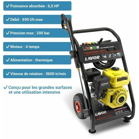 Nettoyeur Haute Pression Lavor Independent 2800 200bar 690L/h, Eau Froide, Moteur 4 Temps, Utilisation Intensive, Grandes Surfaces, Kit Accessoires 4 Nettoyeur Haute Pression Lavor Independent 2800 200bar 690L/h, Eau Froide, Moteur 4 Temps, Utilisation Intensive, Grandes Surfaces, Kit Accessoires – Image 2