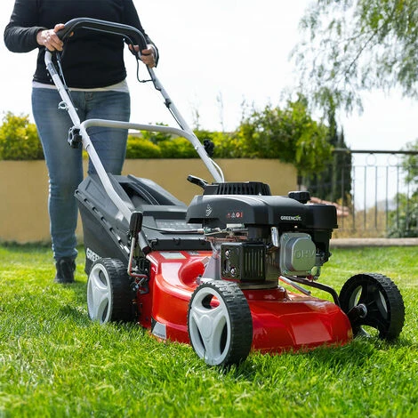 Tondeuse à Gazon à Essence 132cc 4.5cv, Moteur 4 Temps, Largeur De Coupe 41 Cm, Hauteur De Coupe 25-75mm Réglable 7 Positions, Panier 45L, Collecte 2 En 1 - Greencut GLM590X 4 Tondeuse à Gazon à Essence 132cc 4.5cv, Moteur 4 Temps, Largeur De Coupe 41 Cm, Hauteur De Coupe 25-75mm Réglable 7 Positions, Panier 45L, Collecte 2 En 1 - Greencut GLM590X – Image 2