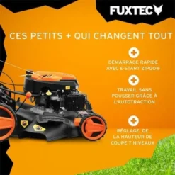 Tondeuse Thermique Autotractée Démarrage électrique 196cm3 51cm - FUXTEC FX-RM5196eS - 6CV 60L -Flore Riche Soldes Magasin 18131915 4