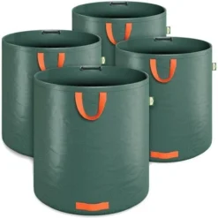 4x Sacs De Jardin 500L 50 Kg Sac De Déchets Ordures Végétaux Tissu Renforcé Pliable Hydrofuges Sac