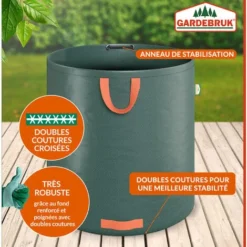 GARDEBRUK - 2x Sacs De Jardin 500L 50 Kg Sac De Déchets Ordures Végétaux Tissu Renforcé Pliable Hydrofuges Sac -Flore Riche Soldes Magasin 18477179 3