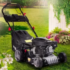 Tondeuse Thermique Tractée 41cm 144cc Démarrage électrique 2.800 Trs / Min 4,1cv Moteur 4 Temps 40l Réglage Central 25-75mm, Capot En Acier - BRAST