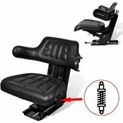 Siège De Tracteur Avec Suspension Noir -Flore Riche Soldes Magasin 19527321 2