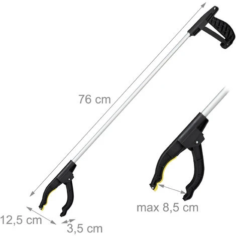 Relaxdays Pince De Préhension, Outil De Ramassage, Pour Personnes âgées, Aluminium, Attrape-tout, 76 Cm, Argenté/noir 6 Relaxdays Pince De Préhension, Outil De Ramassage, Pour Personnes âgées, Aluminium, Attrape-tout, 76 Cm, Argenté/noir – Image 4