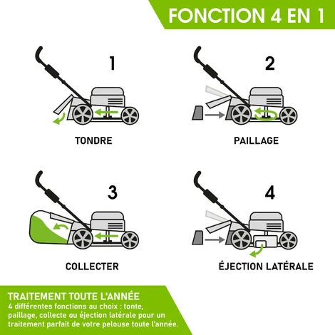 Tondeuse Thermique Autotractée 53cm 224cc 7cv Vitesse D'entraînement Triple Réglable Marque Française GT 60l Réglage Central 30-80mm, Capot En Tôle En Acier, 4 En 1 – Modèle 21224 SPEED De BRAST 6 Tondeuse Thermique Autotractée 53cm 224cc 7cv Vitesse D'entraînement Triple Réglable Marque Française GT 60l Réglage Central 30-80mm, Capot En Tôle En Acier, 4 En 1 – Modèle 21224 SPEED De BRAST – Image 4