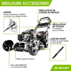 Tondeuse Thermique Autotractée 53cm 224cc 7cv Vitesse D'entraînement Triple Réglable Marque Française GT 60l Réglage Central 30-80mm, Capot En Tôle En Acier, 4 En 1 – Modèle 21224 SPEED De BRAST 11 Tondeuse Thermique Autotractée 53cm 224cc 7cv Vitesse D'entraînement Triple Réglable Marque Française GT 60l Réglage Central 30-80mm, Capot En Tôle En Acier, 4 En 1 – Modèle 21224 SPEED De BRAST -Flore Riche Soldes Magasin 32162596 5