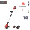 BLACKPINE - Sans Fil Coupe-bordures Sans Fil - 20V - 2.0 Ah Lithium - 14 Accessoires - 1 Batterie - Chargeur Rapide Inclus - Manche Télescopique - Poignée Réglable -Flore Riche Soldes Magasin 32703017 1
