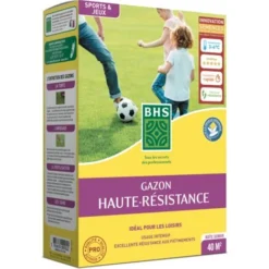 BHS GSJ1 Gazon Haute Résistance 40 M² 1kg Usage Intensif + Engrais Gazon Plus Résistant Et Mieux Protégé