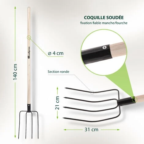 SIBRTECH - Fourche 4 Dents - 185 X 270 Mm - Manche En Bois 5 SIBRTECH - Fourche 4 Dents - 185 X 270 Mm - Manche En Bois – Image 3