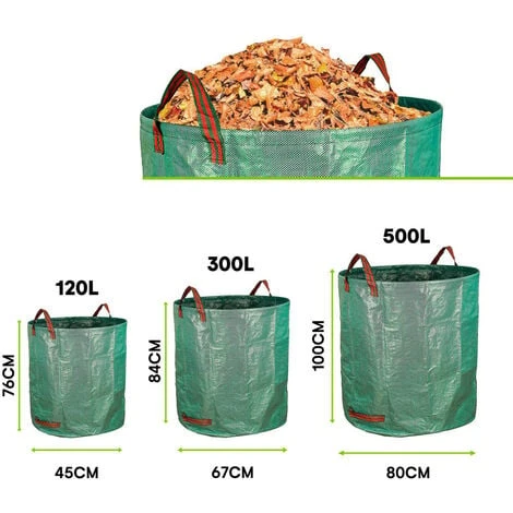Sacs à Déchets Verts Pour Jardin. 3 Tailles, Résistants Avec Poignées - XXL-500 Litres - L-300 Litres - M-120 Litres 4 Sacs à Déchets Verts Pour Jardin. 3 Tailles, Résistants Avec Poignées - XXL-500 Litres - L-300 Litres - M-120 Litres – Image 2