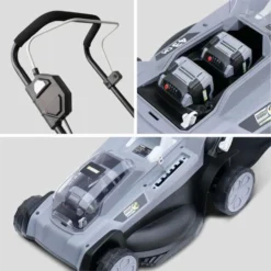 VOLTR 36V – Tondeuse à Gazon Sans Fil 43cm – 2x Batteries 18V Lithium 4.0Ah + Double Chargeur Rapide. Récupérateur D’herbe 40L -Flore Riche Soldes Magasin 44639722 4