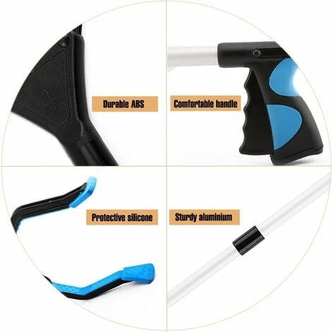 Kueatily Outils De Ramassage, 32" Pince Extension Pliable, Outil D'aide Handicapé En Aluminium Avec Pince Rotative En Caoutchouc, Extension à Bras Long Pour Ramasse-Déchets- Bleu 6 Kueatily Outils De Ramassage, 32" Pince Extension Pliable, Outil D'aide Handicapé En Aluminium Avec Pince Rotative En Caoutchouc, Extension à Bras Long Pour Ramasse-Déchets- Bleu – Image 4