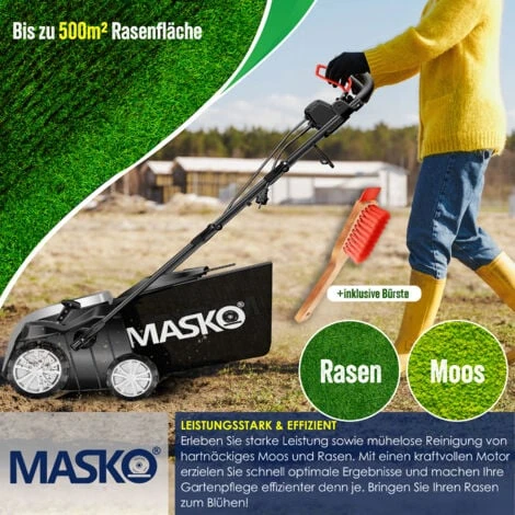 MASKO® - Scarificateur électrique 2 en 1 Aérateur De Gazon 1 800 watts Largeur De Travail 40 cm Bac De Ramassage 55 L Incluant Rouleau De Ventilation Aérateur Démousseur, Profondeur De Travail Réglabl 5 MASKO® - Scarificateur électrique 2 en 1 Aérateur De Gazon 1 800 watts Largeur De Travail 40 cm Bac De Ramassage 55 L Incluant Rouleau De Ventilation Aérateur Démousseur, Profondeur De Travail Réglabl – Image 3