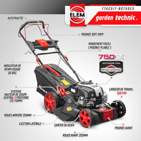 Tondeuse Thermique Tractée 161CC Avec Moteur Briggs And Stratton, Mulching Et éjection Latérale - Elem Garden 4 Tondeuse Thermique Tractée 161CC Avec Moteur Briggs And Stratton, Mulching Et éjection Latérale - Elem Garden – Image 2