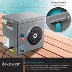 KESSER® Pompe à Chaleur Pour Piscine Piscines Jusqu'à 20 000 L D'eau, Chauffage De Piscine Puissance De Chauffage 3,9 KW, 220 V Tension De Fonctionnement Arrivée D'eau Ø 32/38 Mm Capteur De Débit Intégré Commande Numérique, Le Noir, 3.9 KW (de) -Flore Riche Soldes Magasin 54292130 4