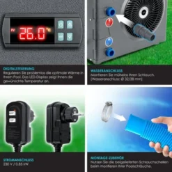 KESSER® Pompe à Chaleur Pour Piscine Piscines Jusqu'à 20 000 L D'eau, Chauffage De Piscine Puissance De Chauffage 3,9 KW, 220 V Tension De Fonctionnement Arrivée D'eau Ø 32/38 Mm Capteur De Débit Intégré Commande Numérique, Le Noir, 3.9 KW (de) -Flore Riche Soldes Magasin 54292130 5