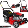 MASKO® Tondeuse à Essence 5 En 1 Roue Motrice Fonction De Nettoyage EasyClean Fonction Mulching Éjection Latérale Largeur De Coupe élevée Réglage De La Hauteur De Coupe Sur 8 Positions | Moteur 4 Temps | Bac De Ramassage, Rouge Noir, Schnittbreite 42cm (de)
