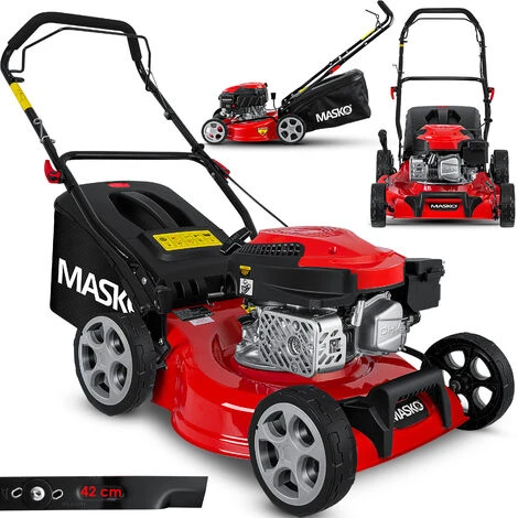 MASKO® Tondeuse à Essence 5 En 1 Roue Motrice Fonction De Nettoyage EasyClean Fonction Mulching Éjection Latérale Largeur De Coupe élevée Réglage De La Hauteur De Coupe Sur 8 Positions | Moteur 4 Temps | Bac De Ramassage, Rouge Noir, Schnittbreite 42cm (de) 3 MASKO® Tondeuse à Essence 5 En 1 Roue Motrice Fonction De Nettoyage EasyClean Fonction Mulching Éjection Latérale Largeur De Coupe élevée Réglage De La Hauteur De Coupe Sur 8 Positions | Moteur 4 Temps | Bac De Ramassage, Rouge Noir, Schnittbreite 42cm (de)