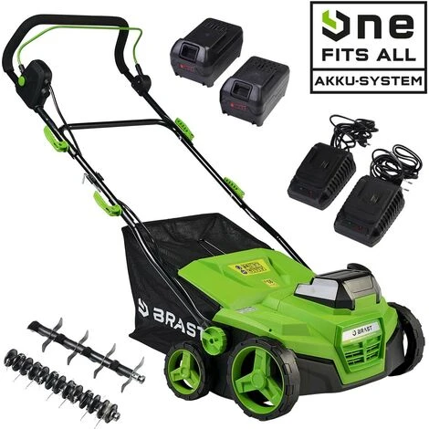 BRAST Scarificateur Batterie 40V 38cm, 2en1 3000tr/min 16 Lames De Scarification, 24 D‘aiguilles D'aération Env. 300m², Bac 50l, Livrée Avec 2 Batteries (2x20V) Et 2 Chargeurs 7 BRAST Scarificateur Batterie 40V 38cm, 2en1 3000tr/min 16 Lames De Scarification, 24 D‘aiguilles D'aération Env. 300m², Bac 50l, Livrée Avec 2 Batteries (2x20V) Et 2 Chargeurs – Image 5
