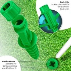 KESSER® Support De Parasol Cheville De Sol Douille à Visser Avec Poignées Rabattables Et Crochet De Suspension Piquet De Terre Modulable Pour Du Sable Ou De La Terre Pied De Parasol Pour Mâts De P -Flore Riche Soldes Magasin 55494012 3