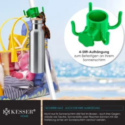 KESSER® Support De Parasol Cheville De Sol Douille à Visser Avec Poignées Rabattables Et Crochet De Suspension Piquet De Terre Modulable Pour Du Sable Ou De La Terre Pied De Parasol Pour Mâts De P -Flore Riche Soldes Magasin 55494012 4