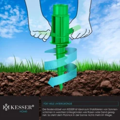 KESSER® Support De Parasol Cheville De Sol Douille à Visser Avec Poignées Rabattables Et Crochet De Suspension Piquet De Terre Modulable Pour Du Sable Ou De La Terre Pied De Parasol Pour Mâts De P -Flore Riche Soldes Magasin 55494012 5