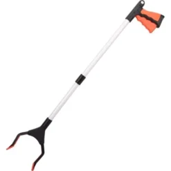 Ensoleillé Outils De Ramassage, 32" Pince Extension Pliable, Outil D'aide Handicapé En Aluminium Avec Pince Rotative En Caoutchouc, Extension à Bras Long Pour Ramasse-Déchets- Orange