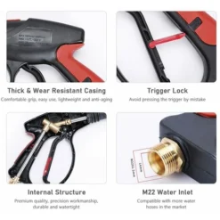 Pistolet De Lavage De Voiture à Haute Pression Ensemble Pistolet à Eau Portable Multifonctionnel Noir Pour Lavage De Voiture/sol/cour/arrosage Fleurs/bain Pour Animaux De Compagnie,Pistolet à Eau + Tige D'extension + Buse 5 Couleurs + Tube De 8 Mètres 11 Pistolet De Lavage De Voiture à Haute Pression Ensemble Pistolet à Eau Portable Multifonctionnel Noir Pour Lavage De Voiture/sol/cour/arrosage Fleurs/bain Pour Animaux De Compagnie,Pistolet à Eau + Tige D'extension + Buse 5 Couleurs + Tube De 8 Mètres -Flore Riche Soldes Magasin 59867873 5