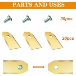 30 X Lames De Rechange En Titane Pour Tous Les Tondeuses De Jardin Automower Husqvarna/Gardena/Yard Force/Automower, Robuste (3.1 G / 0.75 Mm) Avec Vis - Or -Flore Riche Soldes Magasin 67064463 4