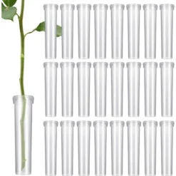 Flore Riche Soldes Magasin 28 90 Fleur Tube De 2,8 Pouces De Long, Transparent Flacon Fleur Plastique Avec Bouchon Réutilisable Et Durable Pour Fleur D’Eau Conteneur, Tubes à Eau Fleur Décoration, Boutures Asclépiade Rose
