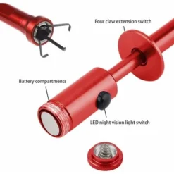 Outil De Ramassage Magnétique à 4 Griffes, Outil De Ramassage Magnétique à Griffes Flexibles Avec LED, Ramassage à Main Pliable à Longue Portée Ramasser Petits Déchets Évier, Rouge Lefou -Flore Riche Soldes Magasin 69655015 3