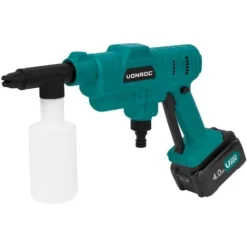 Nettoyeur Haute Pression Sans Fil Compact 20V – 24 Bars – 198 L/h - Tuyau D'aspiration De 5m, Bouteille à Détergent Et Buse Réglable – 1 Batterie 4.0Ah Et Chargeur Incl. -Flore Riche Soldes Magasin 69675744 4