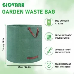 RHAFAYRE 3 X 272L Sacs à Déchets De Jardin, étanche Heavy Duty Grande Sacs Avec Poignées, Pliable Et Réutilisable -Flore Riche Soldes Magasin 71587672 4