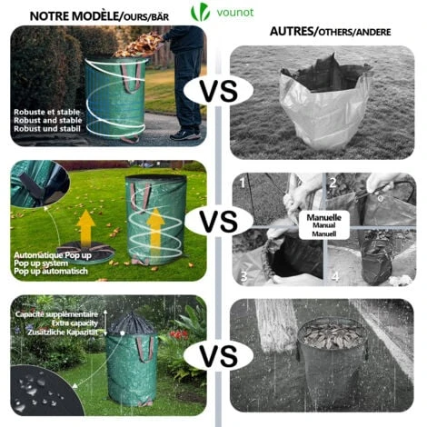 Lot De 3 Sac De Jardin Pop Up 170L En Polyéthylène Avec Poignées 4 Lot De 3 Sac De Jardin Pop Up 170L En Polyéthylène Avec Poignées – Image 2