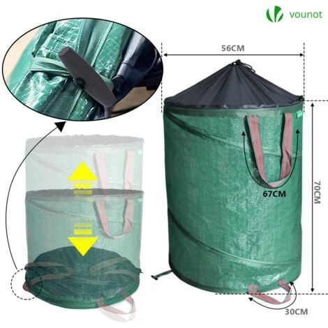 Lot De 3 Sac De Jardin Pop Up 170L En Polyéthylène Avec Poignées 5 Lot De 3 Sac De Jardin Pop Up 170L En Polyéthylène Avec Poignées – Image 3