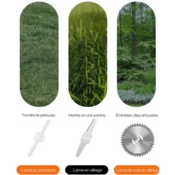 Coupe-bordure Sans Fil, 3-in-1 Débroussailleuse Sans Fil & Tondeuses à Gazon Legers Avec 4 Types De Lames, Avec Batterie 24V Et Chargeur, Outillage De Jardin Motorisé Réglable En Hauteur -Flore Riche Soldes Magasin 72660306 4