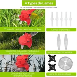 Coupe-bordure Sans Fil Avec Batterie, 3-in-1 Débroussailleuse& Tondeuses à Gazon Avec 4 Types De Lames, Avec Batterie 24V Et Chargeur, Outillage De Jardin Motorisé Réglable En Hauteur -Flore Riche Soldes Magasin 72660309 2