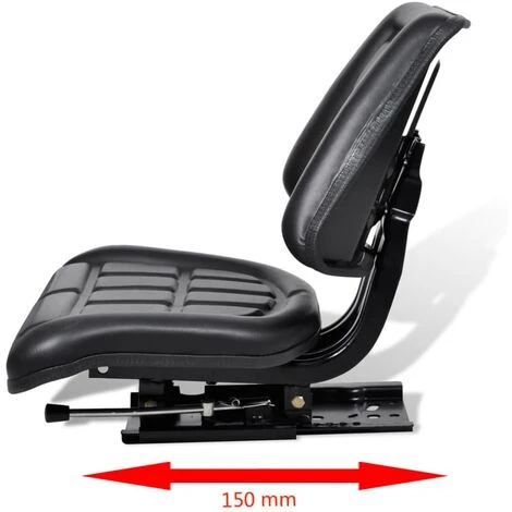 VIDAXL Siège De Tracteur Avec Dossier Noir 7 VIDAXL Siège De Tracteur Avec Dossier Noir – Image 5