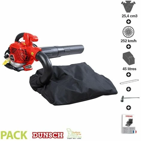 Aspirateur Souffleur De Feuilles Thermique 25,4cc Vitesse 252 Km/h Sac 45 Litres Dunsch 51254BV3 3 Aspirateur Souffleur De Feuilles Thermique 25,4cc Vitesse 252 Km/h Sac 45 Litres Dunsch 51254BV3