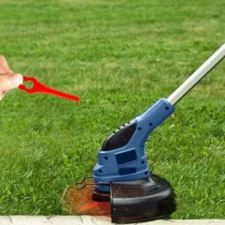 Promotion 100pcs Lames En Plastique De Rechange Pour Coupe Bordure Lame De Tondeuse à Gazon Lames Pour Débroussailleuse Sans Fil Lames De Coupe De Remplacement Pour Jardin Pelouse (L83 Rouge 10×5mm) -Flore Riche Soldes Magasin 81231701 3