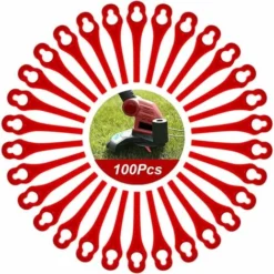 Promotion 100pcs Lames En Plastique De Rechange Pour Coupe Bordure Lame De Tondeuse à Gazon Lames Pour Débroussailleuse Sans Fil Lames De Coupe De Remplacement Pour Jardin Pelouse (L83 Rouge 10×5mm) -Flore Riche Soldes Magasin 81231701 4
