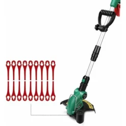 Promotion 100pcs Lames En Plastique De Rechange Pour Coupe Bordure Lame De Tondeuse à Gazon Lames Pour Débroussailleuse Sans Fil Lames De Coupe De Remplacement Pour Jardin Pelouse (L83 Rouge 10×5mm) -Flore Riche Soldes Magasin 81231701 5