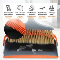 Ensemble Balai Balayette + Pelle à Poussière - Idéal Nettoyage De La Maison - Manche 90 Cm - Pelle à Bascule Autoblocante -Flore Riche Soldes Magasin 81923175 3