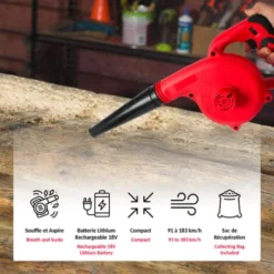 Souffleur De Jardin Sans Fil 18V - Batterie Li-Ion Rechargeable - 3 Vitesses -Flore Riche Soldes Magasin 81923350 3