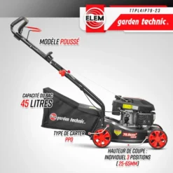 Tondeuse Thermique Poussée 79.8CC Avec Carter En Plastique - Elem Garden Technic -Flore Riche Soldes Magasin 85670445 3