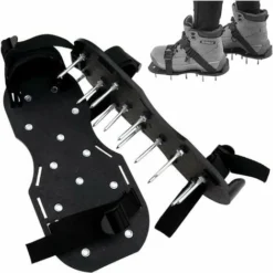 Paire De Chaussures Aératrices à Pointes Pour Gazon - 30 X 13 Cm - Sandales D'aération - Cloueuse - Aérateur De Gazon - Sangles Réglables Avec Boucles Métalliques -Flore Riche Soldes Magasin 85733318 2